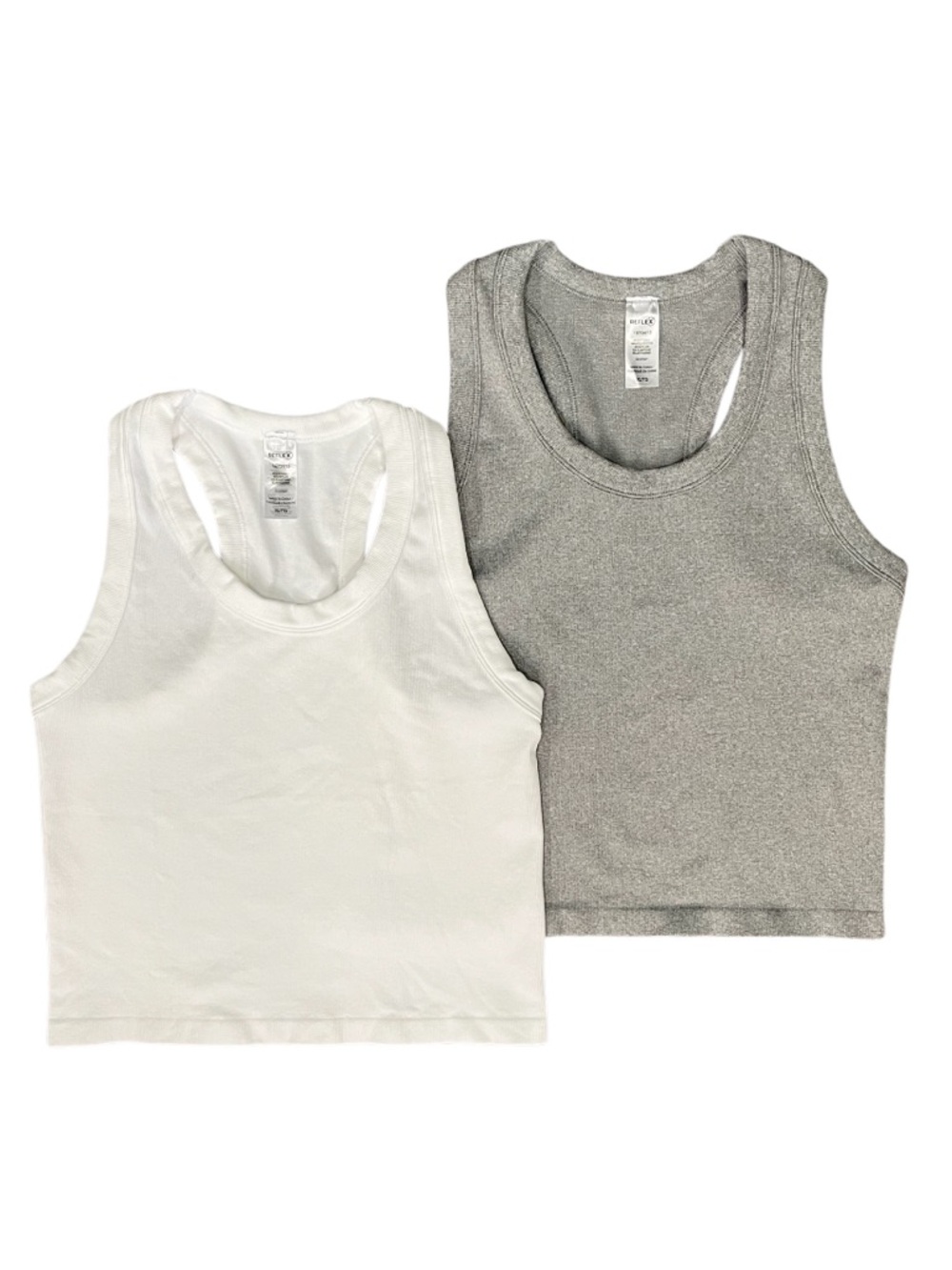 2-Pack Reflex Ribbed Racerback Tanks Grey and White XL
